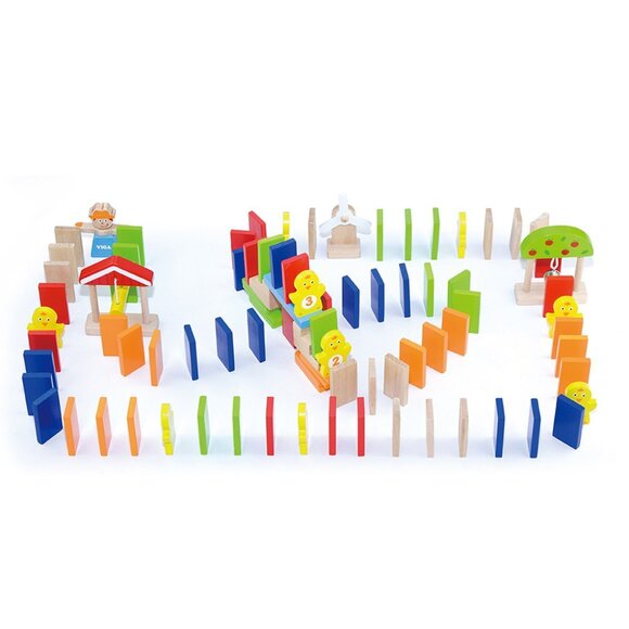 Viga Colorful Wooden Domino Run Set 116 Pcs New Sealed - Picture 7 of 16